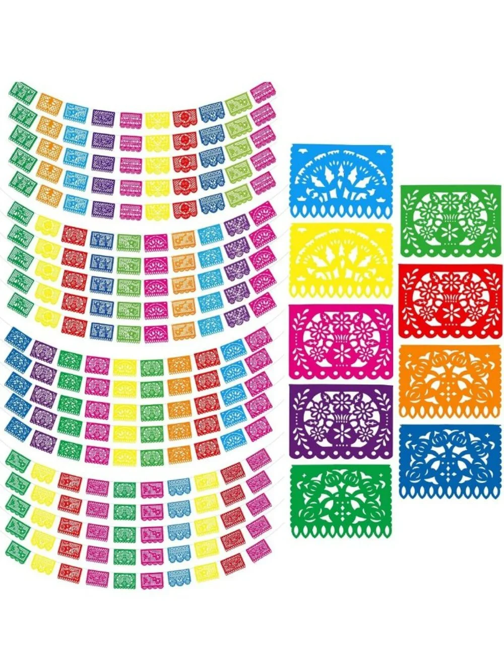 20 Pack Papel Picado Banners | Mexican Fiesta Decor for Cinco de Mayo Party